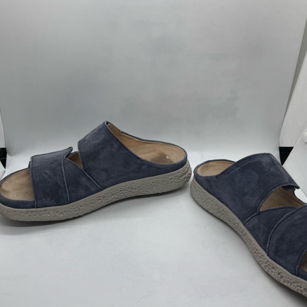 Hartjes Groove Natural sandals Slides in blue suede. Size EU 37 US 7 - Picture 5 of 10